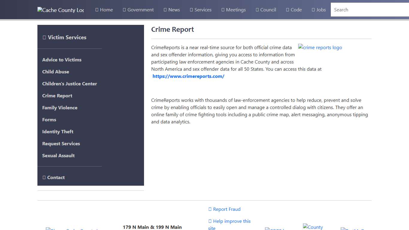 Official Site of Cache County, Utah - Crime Report