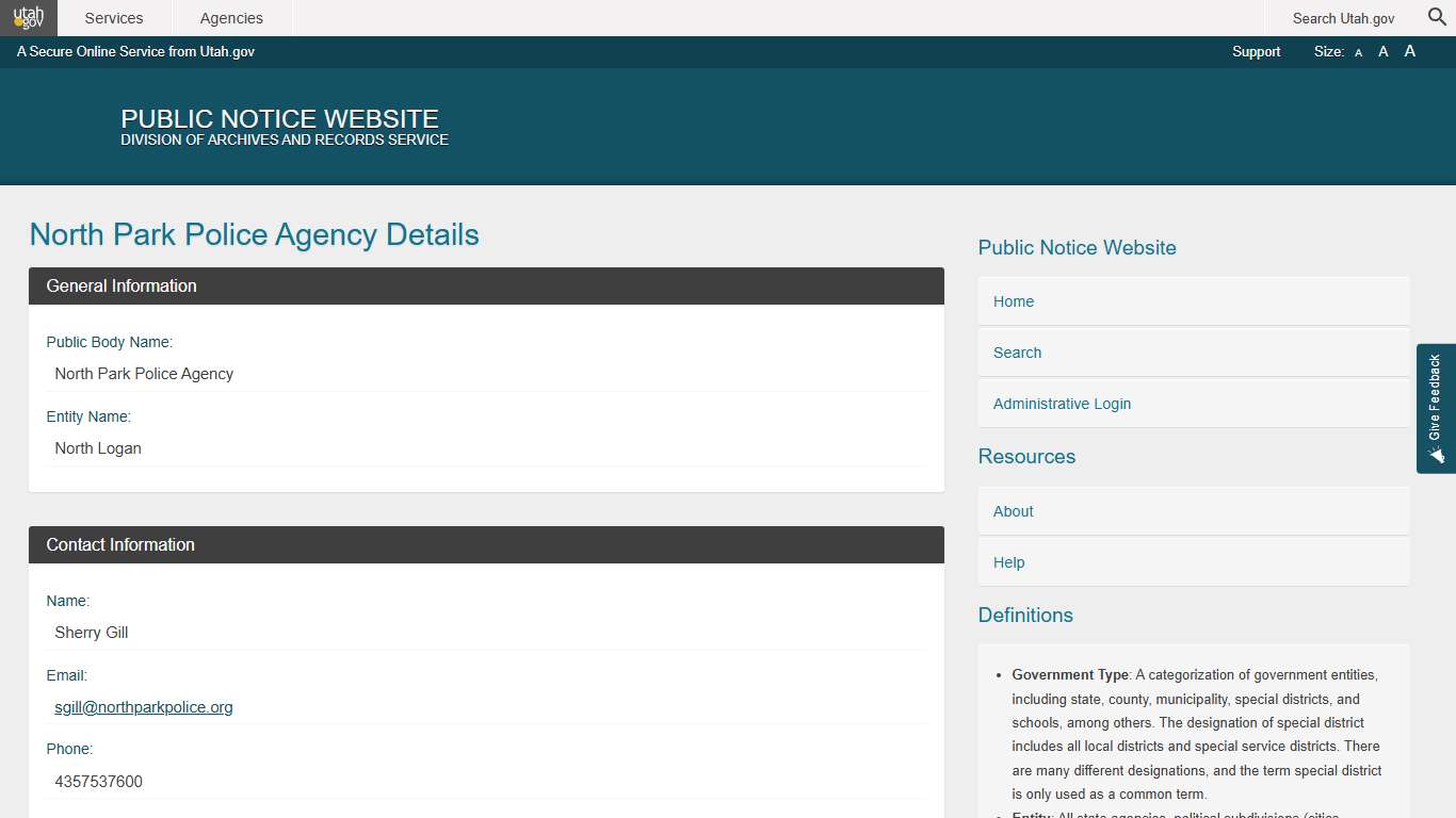 Public Body Public Notice Website