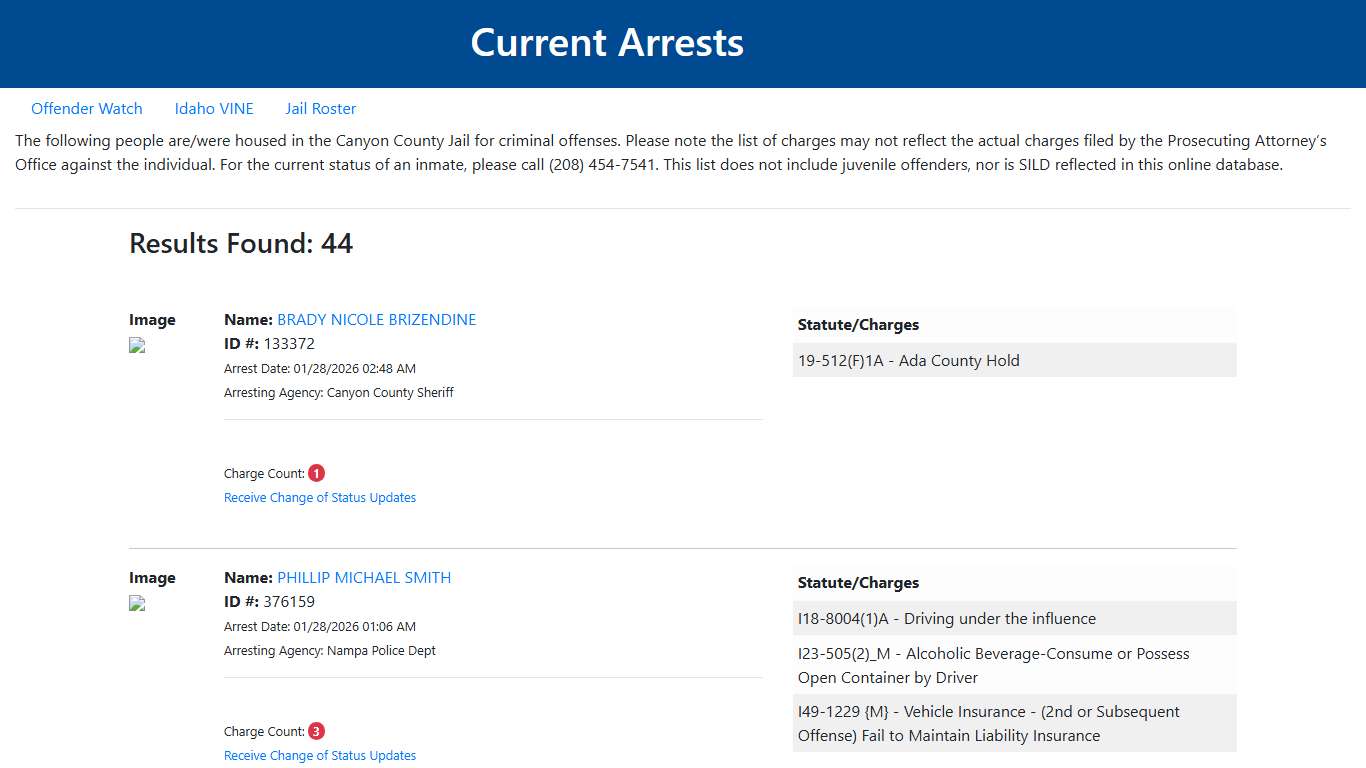 Current Arrests